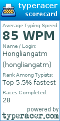 Scorecard for user hongliangatm