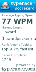 Scorecard for user howardpeckerman