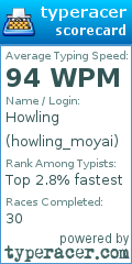 Scorecard for user howling_moyai