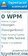 Scorecard for user hoxogenboss