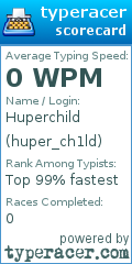 Scorecard for user huper_ch1ld