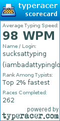 Scorecard for user iambadattypinglol