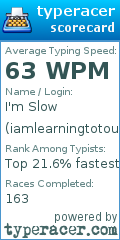Scorecard for user iamlearningtotouchtype