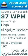 Scorecard for user illegal_mushroom