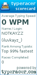 Scorecard for user iluvkayz_