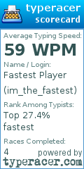 Scorecard for user im_the_fastest
