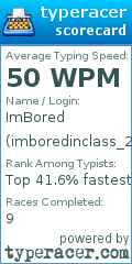 Scorecard for user imboredinclass_2