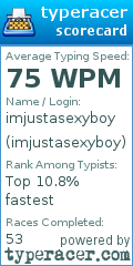 Scorecard for user imjustasexyboy