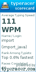 Scorecard for user import_java