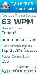 Scorecard for user ironmanfan_types