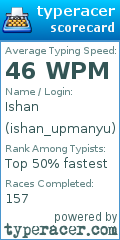 Scorecard for user ishan_upmanyu