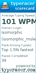Scorecard for user isomorphic_molecule
