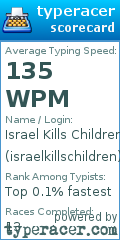 Scorecard for user israelkillschildren