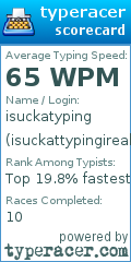Scorecard for user isuckattypingireallydo