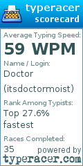 Scorecard for user itsdoctormoist