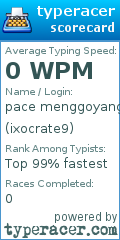 Scorecard for user ixocrate9