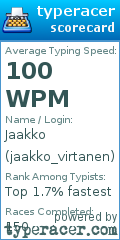Scorecard for user jaakko_virtanen