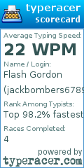 Scorecard for user jackbombers6789