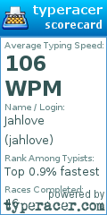 Scorecard for user jahlove