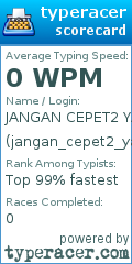 Scorecard for user jangan_cepet2_yak