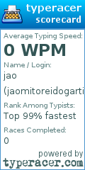 Scorecard for user jaomitoreidogartic