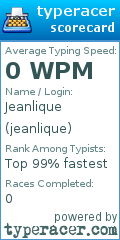 Scorecard for user jeanlique