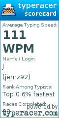 Scorecard for user jemz92