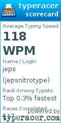 Scorecard for user jepsnitrotype