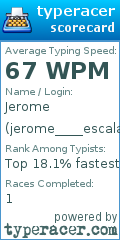 Scorecard for user jerome____escalante