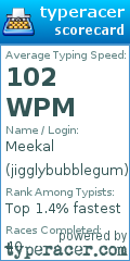 Scorecard for user jigglybubblegum