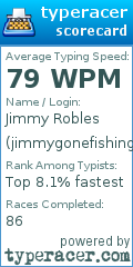 Scorecard for user jimmygonefishing