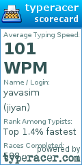 Scorecard for user jiyan