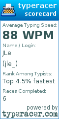 Scorecard for user jle_