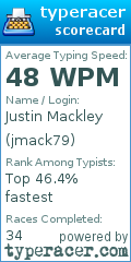 Scorecard for user jmack79