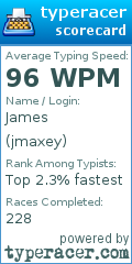 Scorecard for user jmaxey