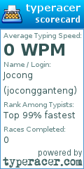 Scorecard for user jocongganteng