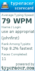 Scorecard for user johnfirst