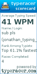 Scorecard for user jonathan_typing_yt