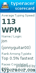 Scorecard for user jonnyguitar00