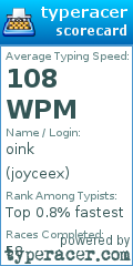 Scorecard for user joyceex