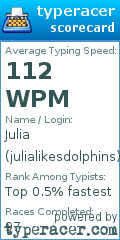 Scorecard for user julialikesdolphins