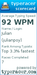 Scorecard for user julianpoy