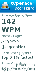 Scorecard for user jungcookie