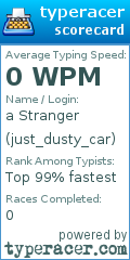 Scorecard for user just_dusty_car