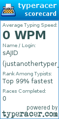 Scorecard for user justanothertyper_