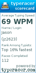 Scorecard for user jz2623