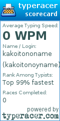 Scorecard for user kakoitonoyname