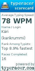 Scorecard for user karikrummi