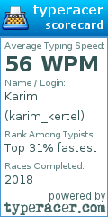 Scorecard for user karim_kertel