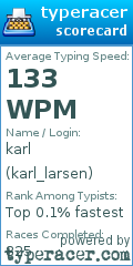 Scorecard for user karl_larsen